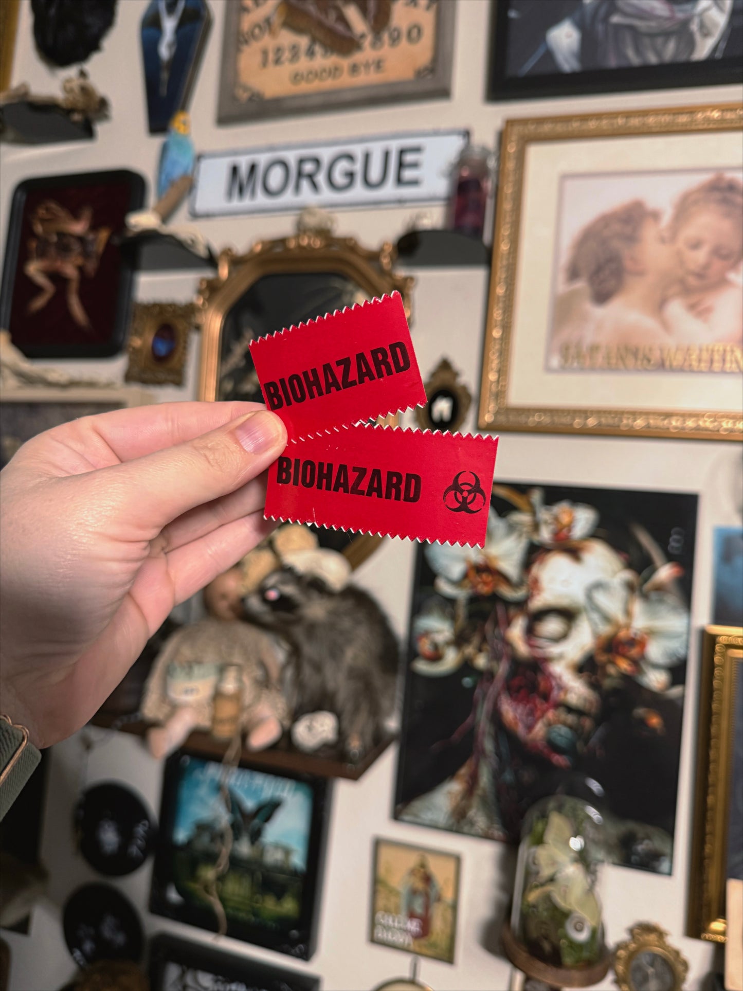 2inch Real Vintage biohazard sticker from a funeral home (2PC)