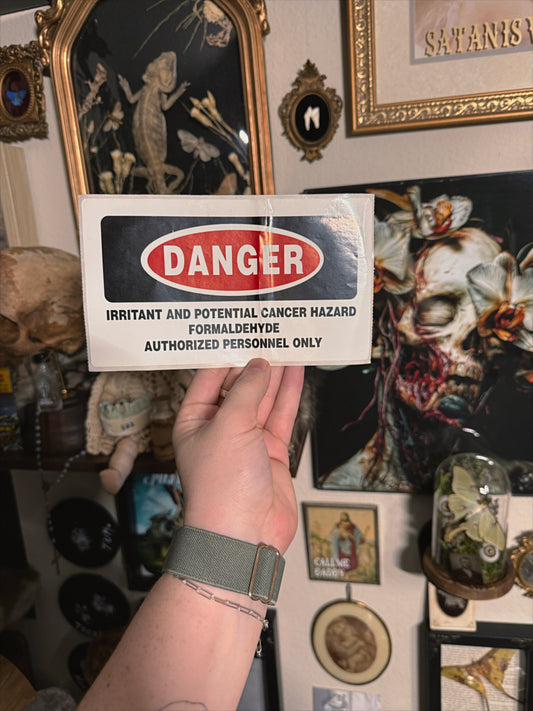 5x7 Real Vintage Danger Cancer sticker - from a funeral home