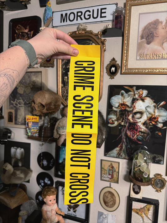 18 inch Real Vintage crime scene sticker from a funeral home