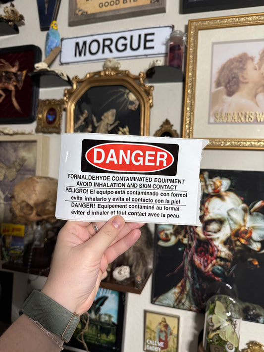 5x7 Real Vintage formaldehyde contaminated sticker from a funeral home