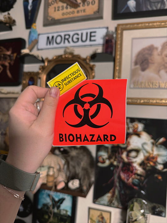 4x4 modern- infectious substance & biohazard sticker pack (2PC)